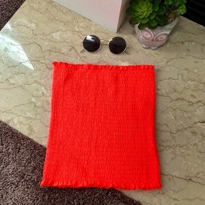 Neon Orange Smocked Tube Top